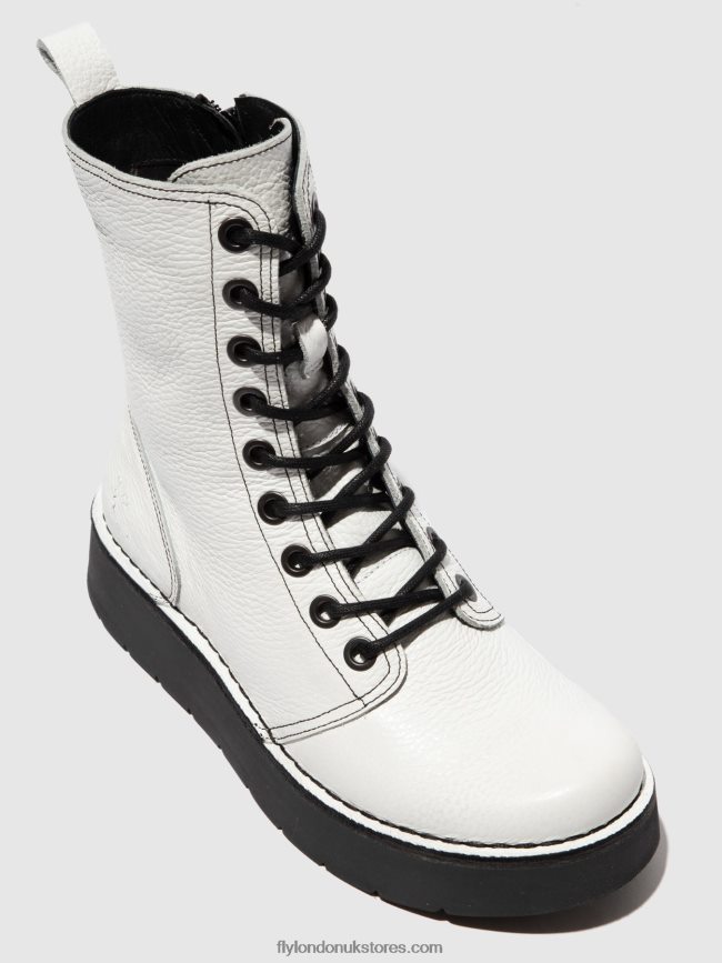 Lace-up Boots RAMI043 Women Fly London 4V24RT321 RIO WHITE(BLACK ST)
