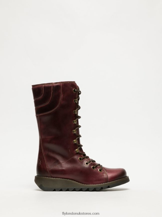 Lace-up Boots Women Fly London 4V24RT289 DarkRed