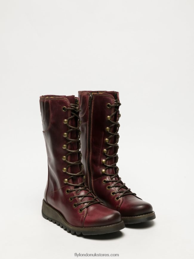 Lace-up Boots Women Fly London 4V24RT289 DarkRed