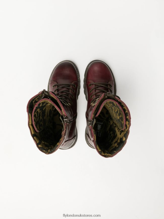 Lace-up Boots Women Fly London 4V24RT289 DarkRed