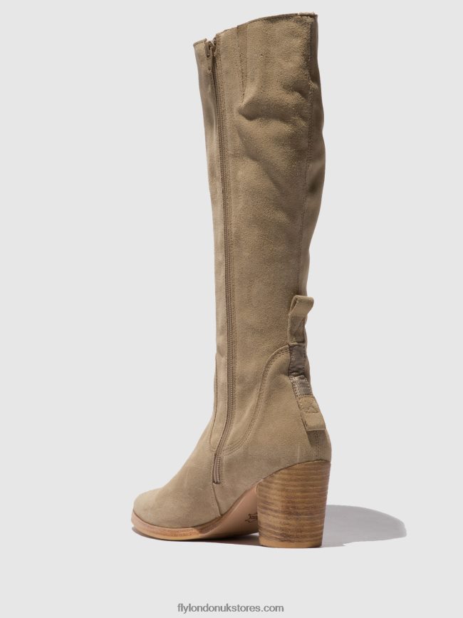 Zip Up Boots AMES826 Women Fly London 4V24RT326 SUEDE CREME