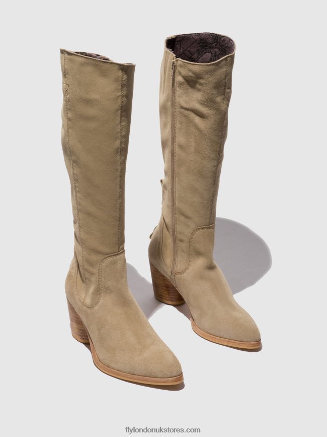 Zip Up Boots AMES826 Women Fly London 4V24RT326 SUEDE CREME