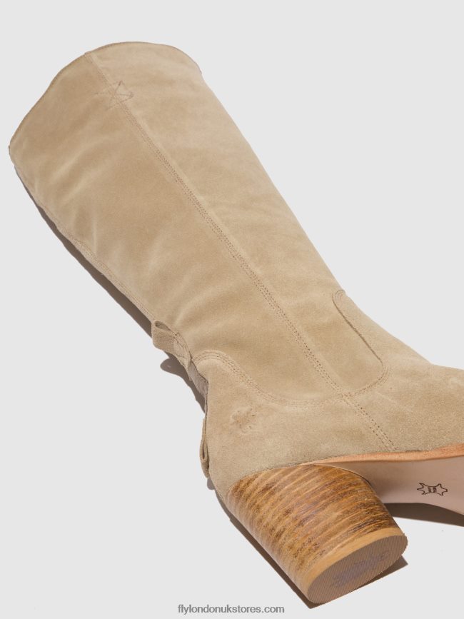 Zip Up Boots AMES826 Women Fly London 4V24RT326 SUEDE CREME