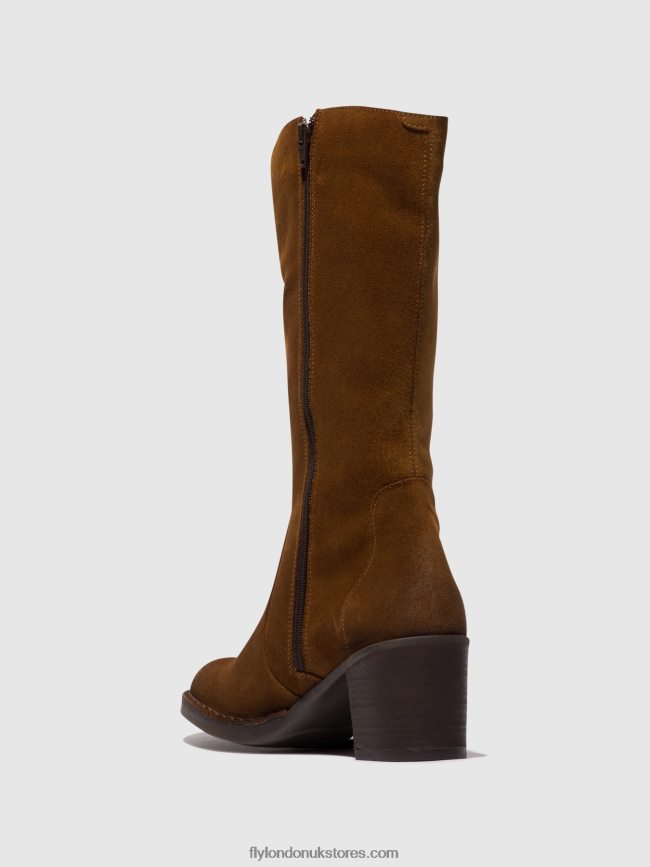 Zip Up Boots BALO096 Women Fly London 4V24RT305 CAMEL