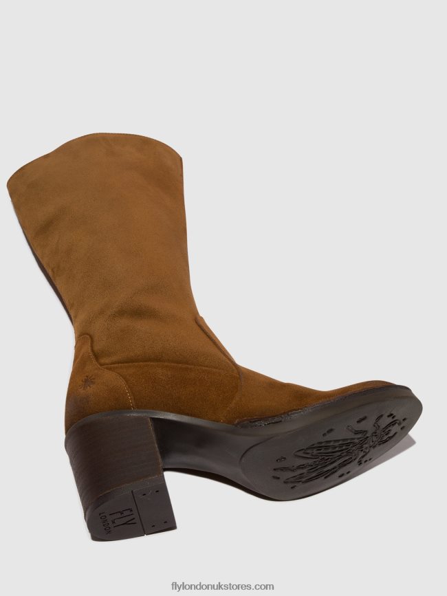 Zip Up Boots BALO096 Women Fly London 4V24RT305 CAMEL