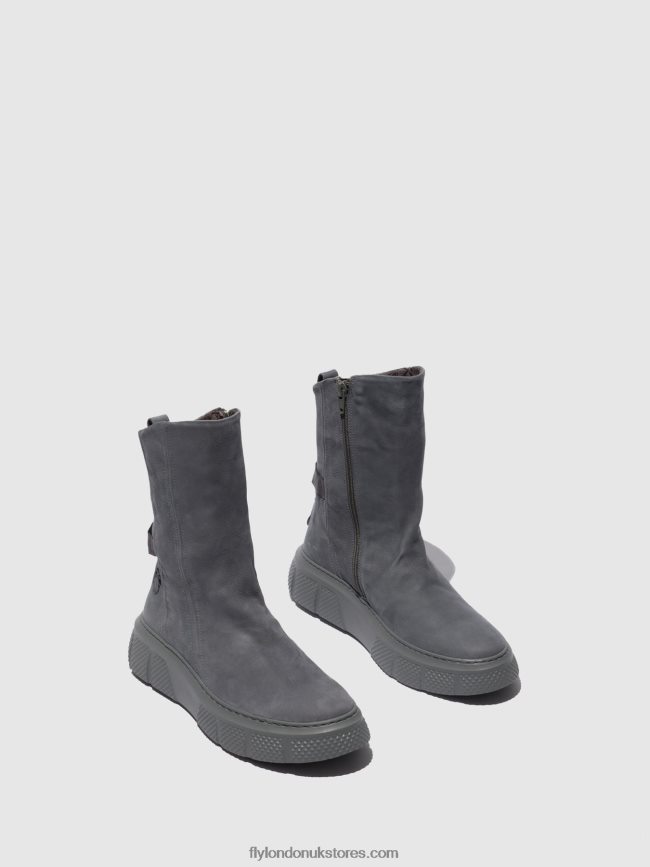 Zip Up Boots ESEN485 Women Fly London 4V24RT323 SORANO BLUE GREY