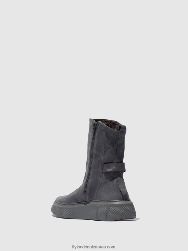 Zip Up Boots ESEN485 Women Fly London 4V24RT323 SORANO BLUE GREY