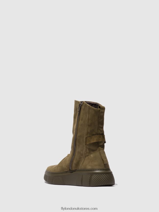 Zip Up Boots ESEN485 Women Fly London 4V24RT324 SORANO MILITRY