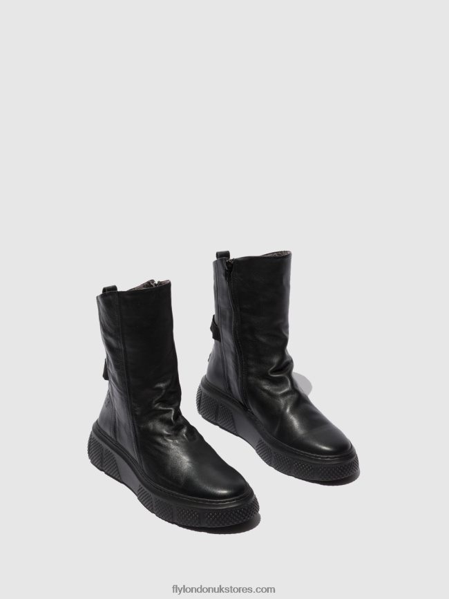 Zip Up Boots ESEN485 Women Fly London 4V24RT325 DUBLIN BLACK(BLACK SOLE)