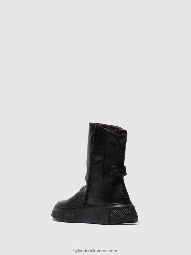 Zip Up Boots ESEN485 Women Fly London 4V24RT325 DUBLIN BLACK(BLACK SOLE)
