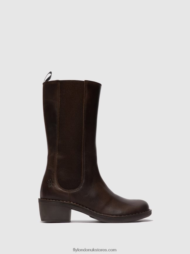 Zip Up Boots MADA081 Women Fly London 4V24RT303 DK. BROWN
