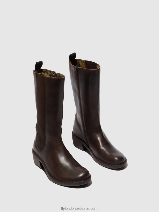 Zip Up Boots MADA081 Women Fly London 4V24RT303 DK. BROWN