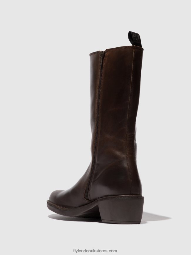 Zip Up Boots MADA081 Women Fly London 4V24RT303 DK. BROWN