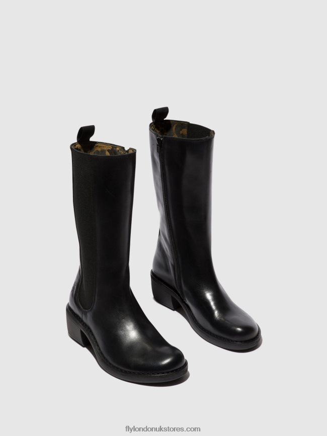 Zip Up Boots MADA081 Women Fly London 4V24RT307 BLACK