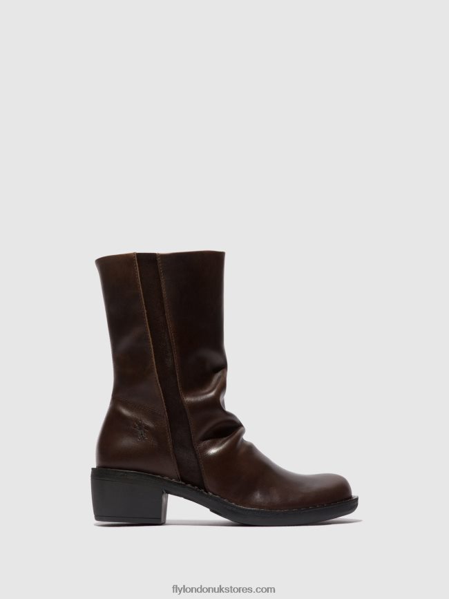 Zip Up Boots MECY092 Women Fly London 4V24RT301 DK.BROWN/EXPRESSO