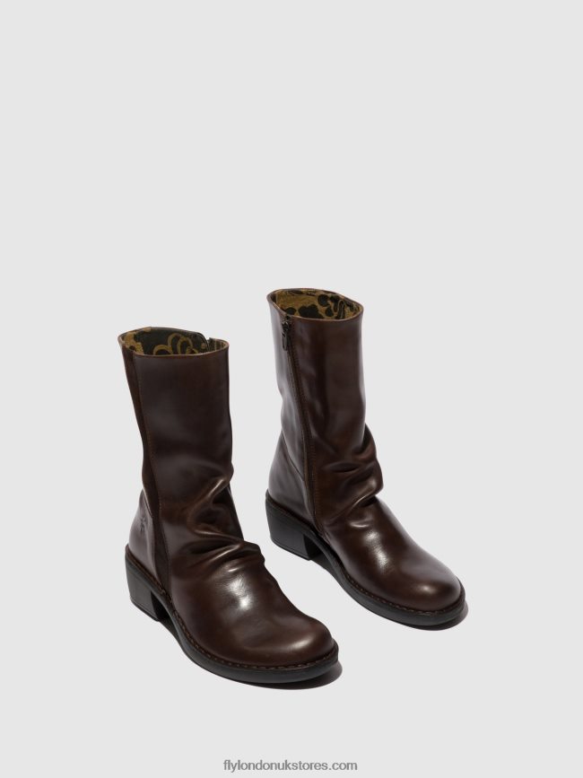 Zip Up Boots MECY092 Women Fly London 4V24RT301 DK.BROWN/EXPRESSO