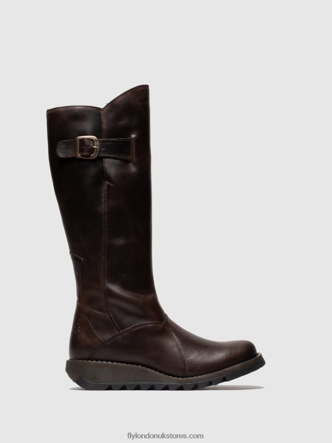 Zip Up Boots MOL 2 DK Women Fly London 4V24RT342 BROWN