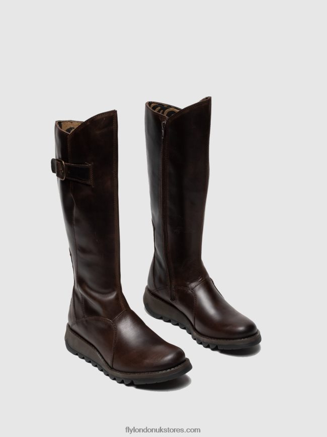 Zip Up Boots MOL 2 DK Women Fly London 4V24RT342 BROWN