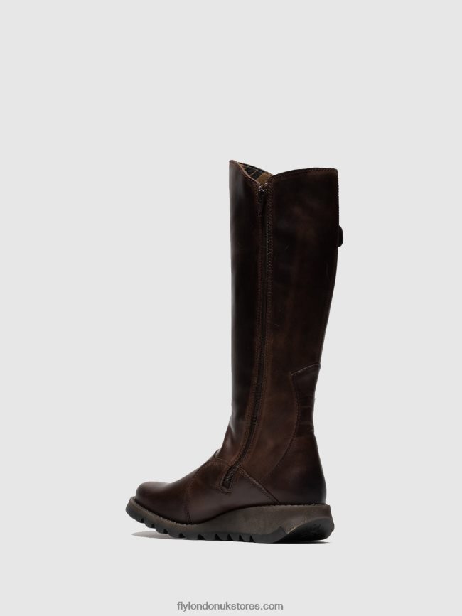 Zip Up Boots MOL 2 DK Women Fly London 4V24RT342 BROWN