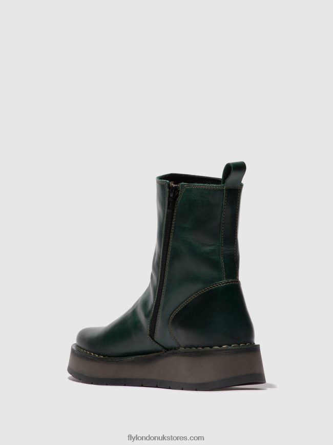 Zip Up Boots RENO053 Women Fly London 4V24RT292 PETROL