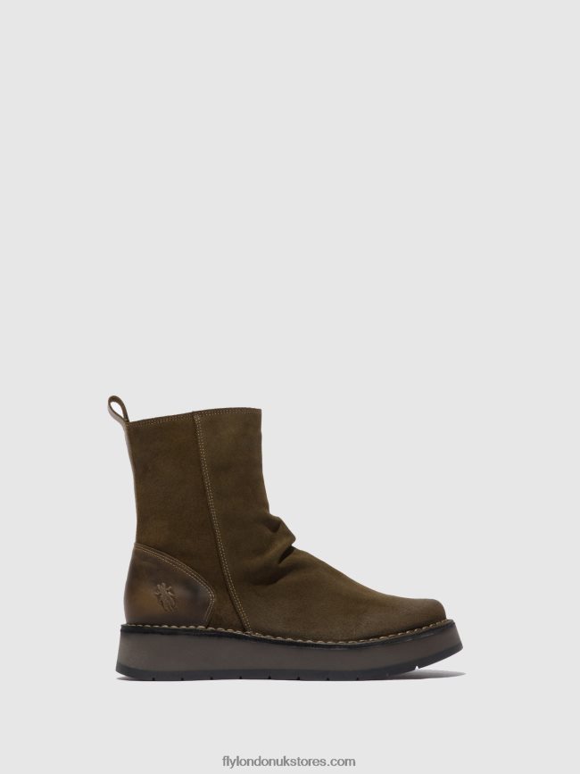 Zip Up Boots RENO053 Women Fly London 4V24RT320 OILSUEDE/RUG SLUDGE/OLIVE
