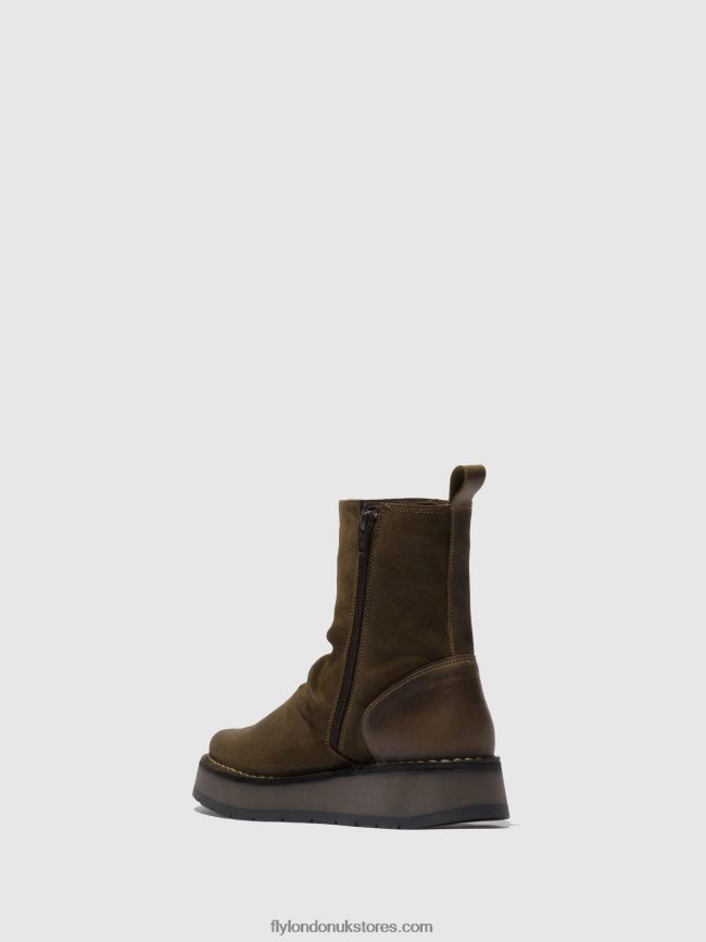Zip Up Boots RENO053 Women Fly London 4V24RT320 OILSUEDE/RUG SLUDGE/OLIVE