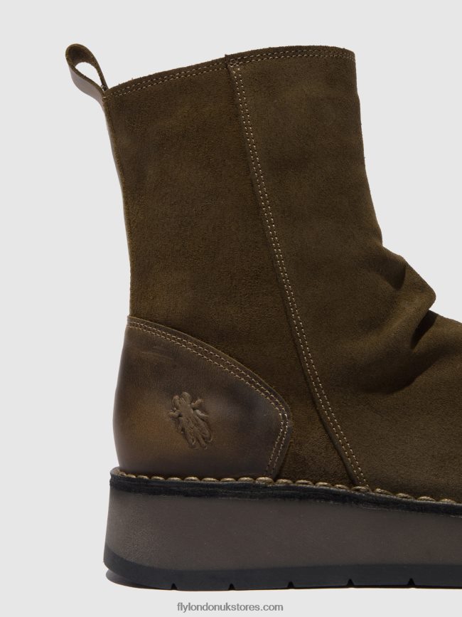 Zip Up Boots RENO053 Women Fly London 4V24RT320 OILSUEDE/RUG SLUDGE/OLIVE