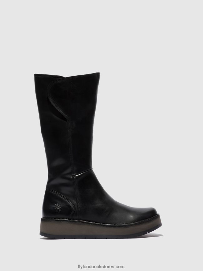 Zip Up Boots RHEA042 Women Fly London 4V24RT339 RUG BLACK