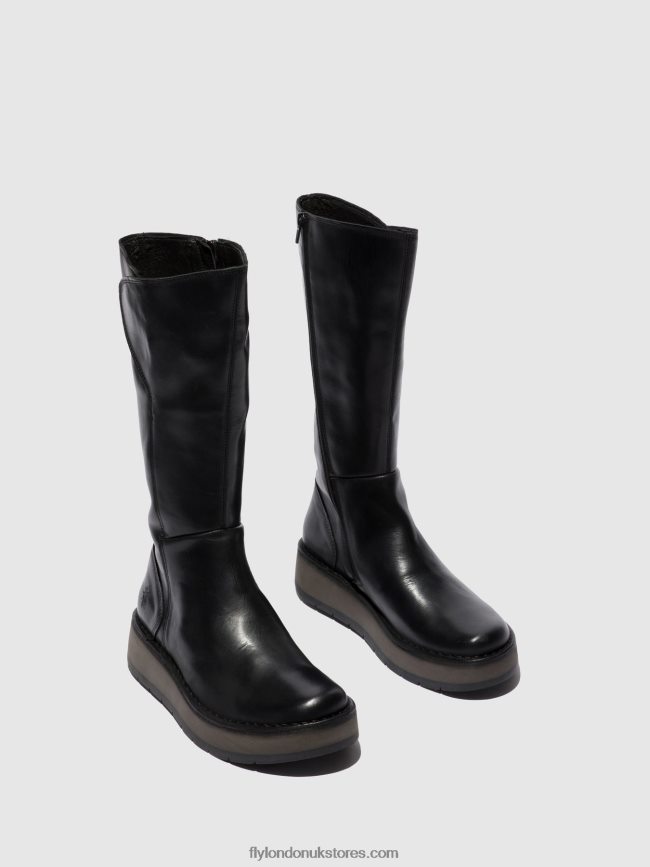 Zip Up Boots RHEA042 Women Fly London 4V24RT339 RUG BLACK