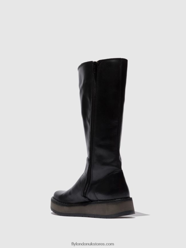 Zip Up Boots RHEA042 Women Fly London 4V24RT339 RUG BLACK