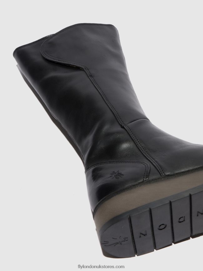 Zip Up Boots RHEA042 Women Fly London 4V24RT339 RUG BLACK