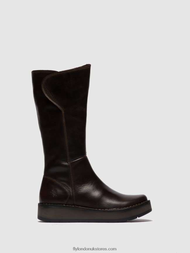 Zip Up Boots RHEA042 Women Fly London 4V24RT341 RUG DK. BROWN