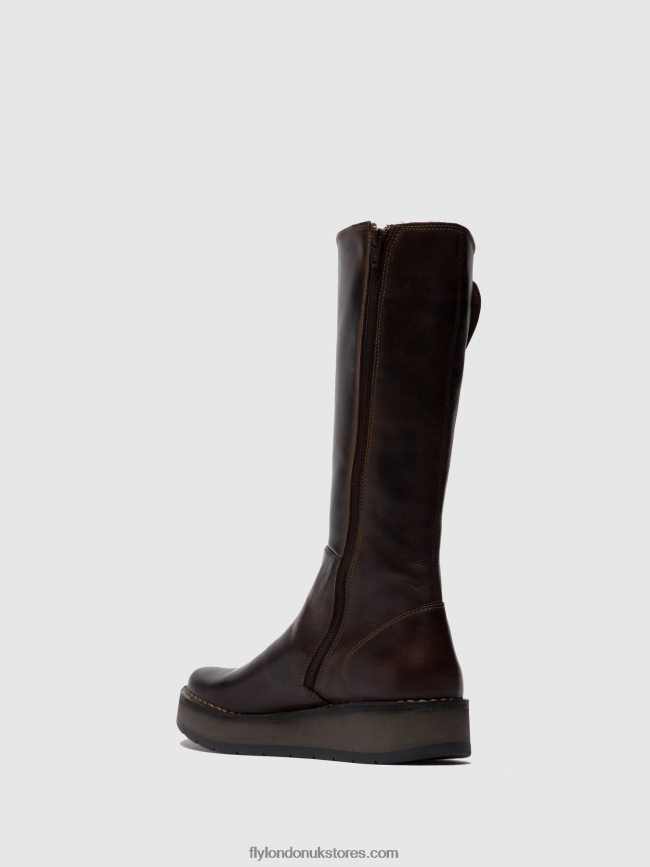 Zip Up Boots RHEA042 Women Fly London 4V24RT341 RUG DK. BROWN