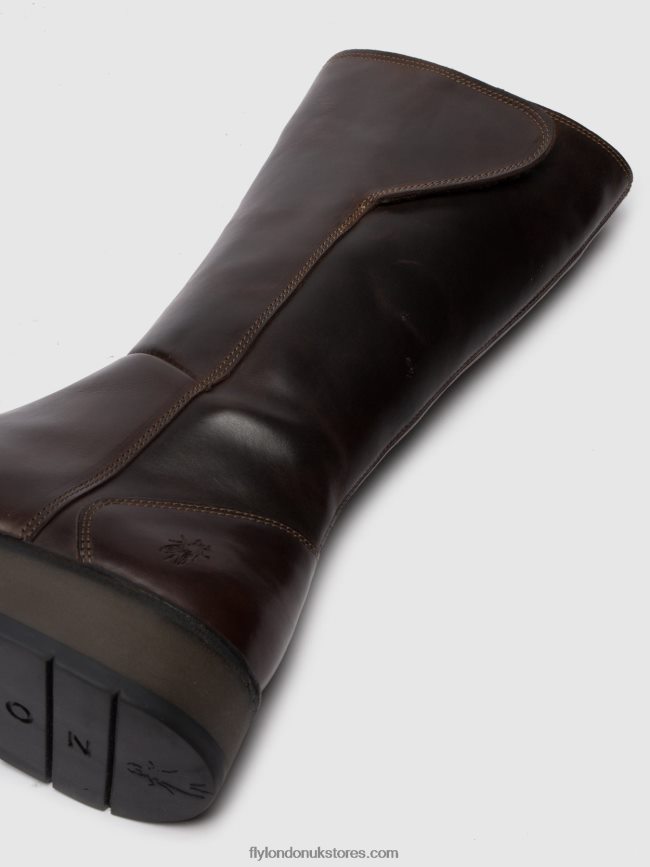 Zip Up Boots RHEA042 Women Fly London 4V24RT341 RUG DK. BROWN