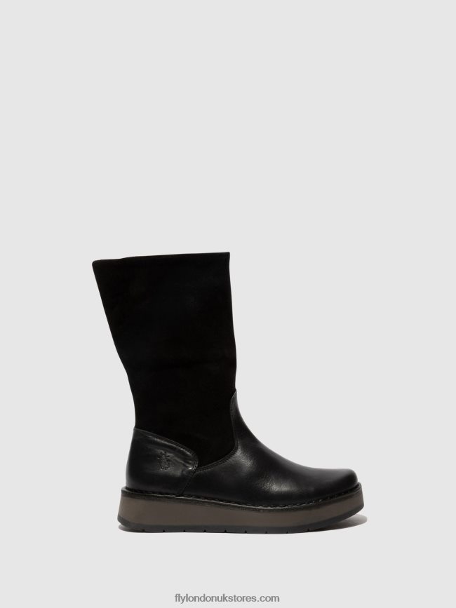 Zip Up Boots RULA083 Women Fly London 4V24RT297 BLACK (GREEN)