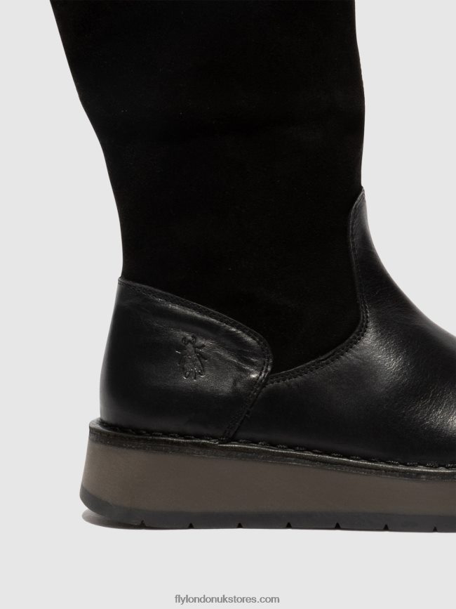 Zip Up Boots RULA083 Women Fly London 4V24RT297 BLACK (GREEN)