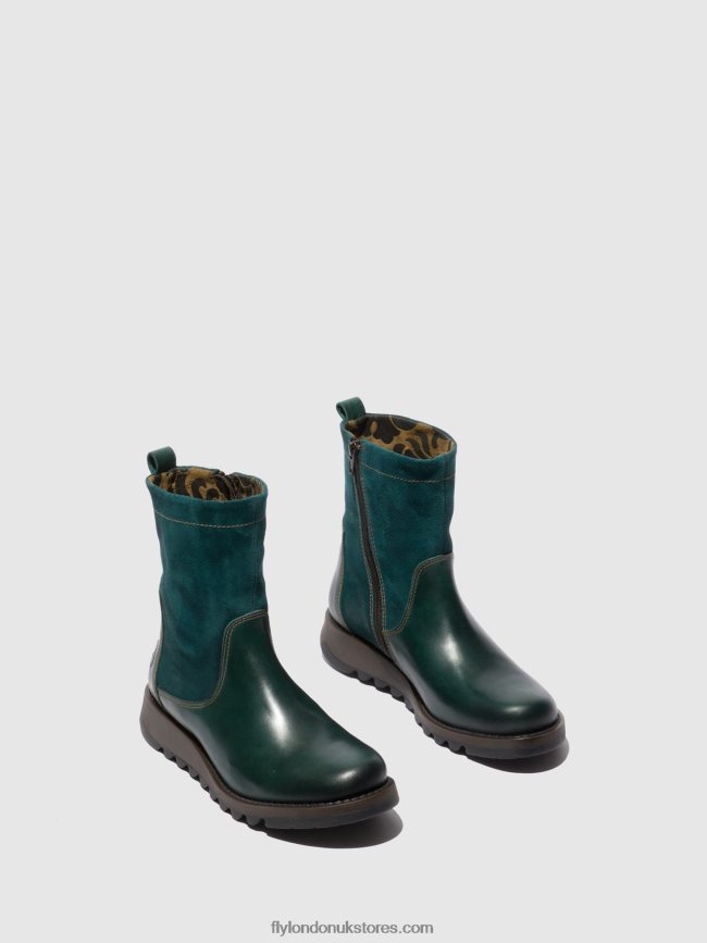 Zip Up Boots SAUK794 Women Fly London 4V24RT316 RUG/OILSUEDE PETROL