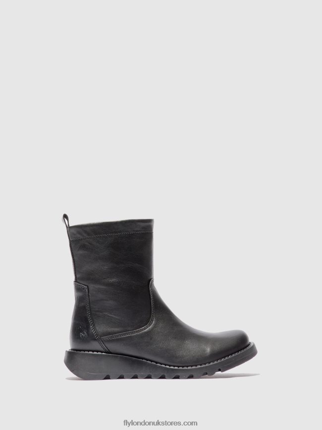 Zip Up Boots SAUK794 Women Fly London 4V24RT317 VELVET BLACK(BLACK)