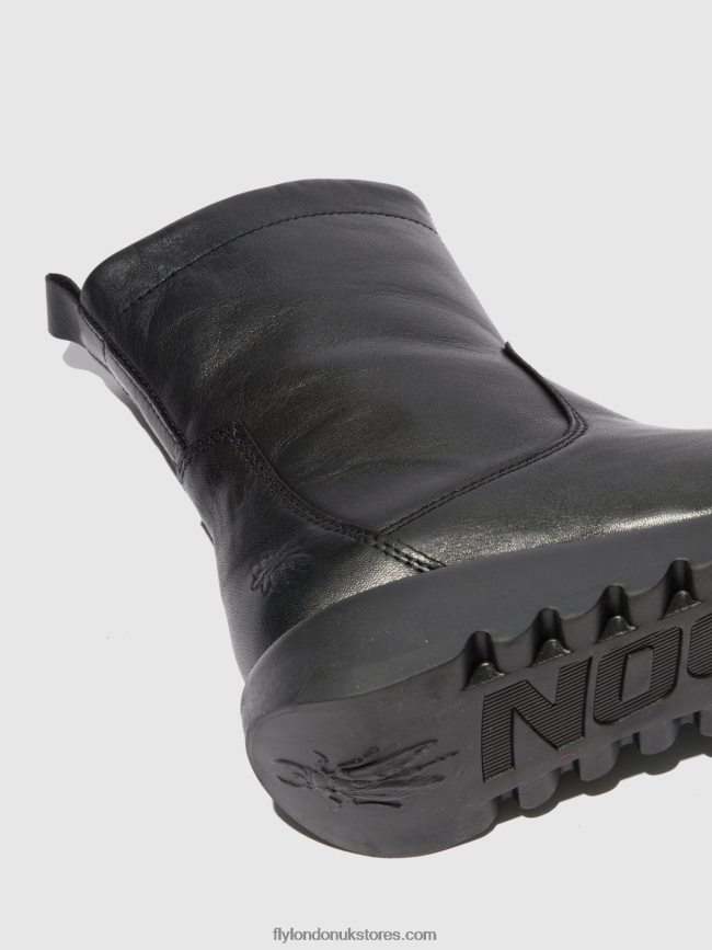Zip Up Boots SAUK794 Women Fly London 4V24RT317 VELVET BLACK(BLACK)