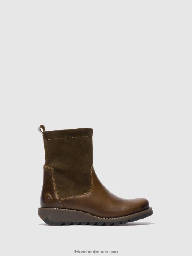 Zip Up Boots SAUK794 Women Fly London 4V24RT318 RUG/OILSUEDE OLIVE/SLUDGE