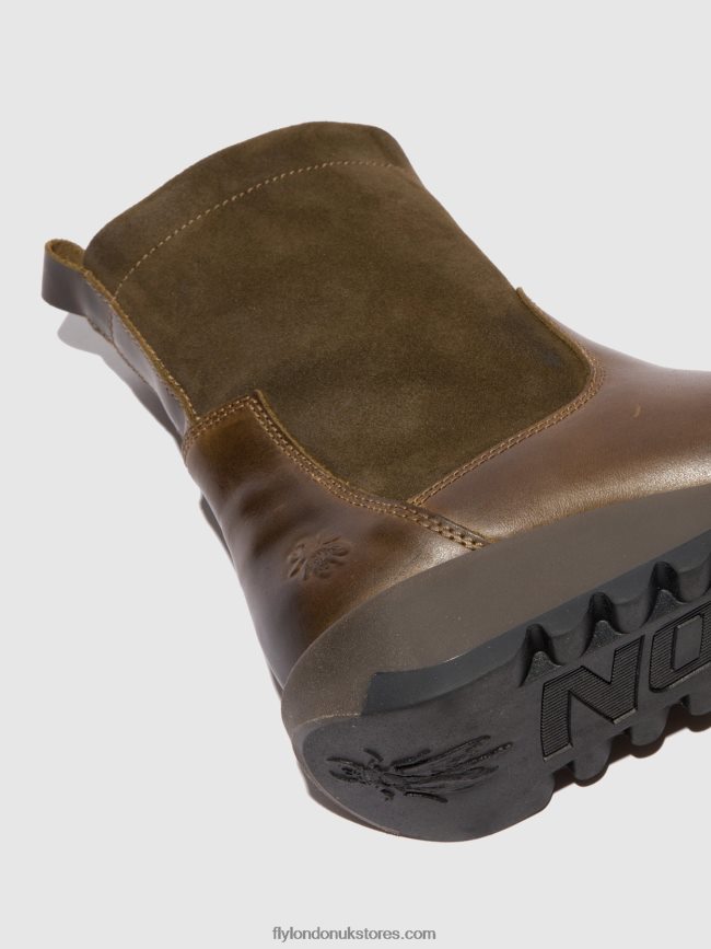Zip Up Boots SAUK794 Women Fly London 4V24RT318 RUG/OILSUEDE OLIVE/SLUDGE