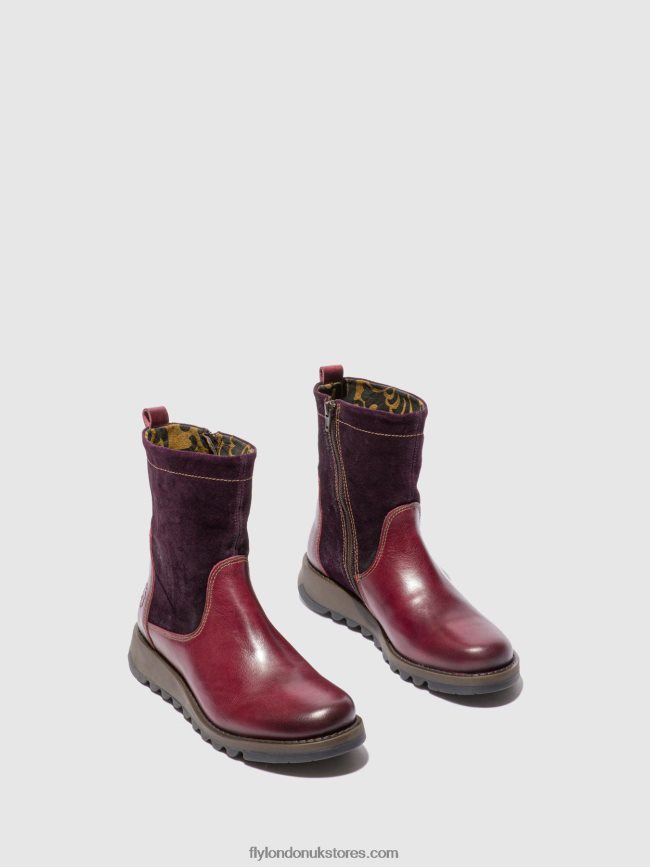 Zip Up Boots SAUK794 Women Fly London 4V24RT322 RUG/OILSUEDE PURPLE