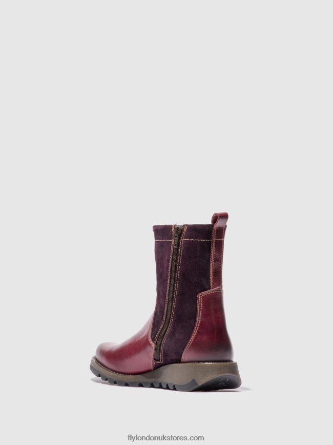 Zip Up Boots SAUK794 Women Fly London 4V24RT322 RUG/OILSUEDE PURPLE