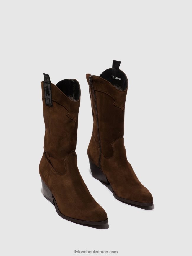 Zip Up Boots TEKE906 Women Fly London 4V24RT293 CHOCOLATE