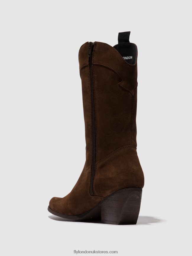 Zip Up Boots TEKE906 Women Fly London 4V24RT293 CHOCOLATE