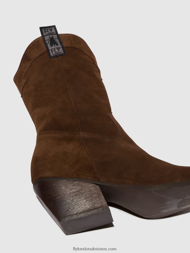 Zip Up Boots TEKE906 Women Fly London 4V24RT293 CHOCOLATE