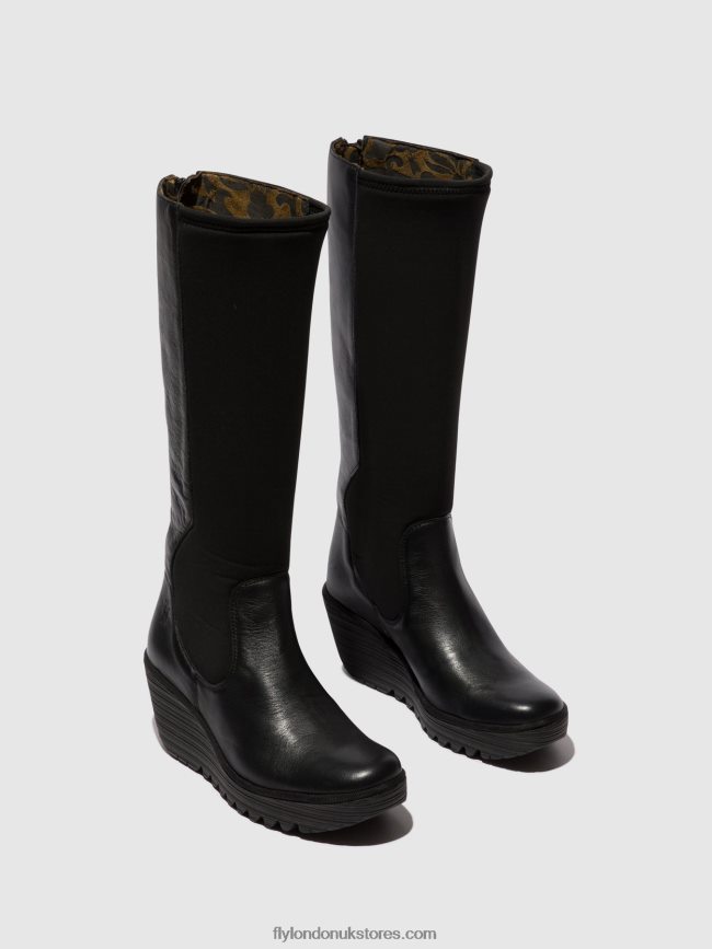 Zip Up Boots YOJA401 Women Fly London 4V24RT295 BLACK