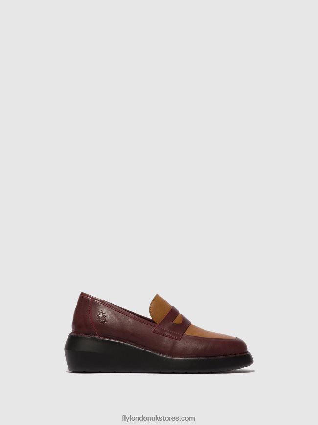 Loafers Shoes BLAR513 Women Fly London 4V24RT677 BORDEAUX/CUOIO