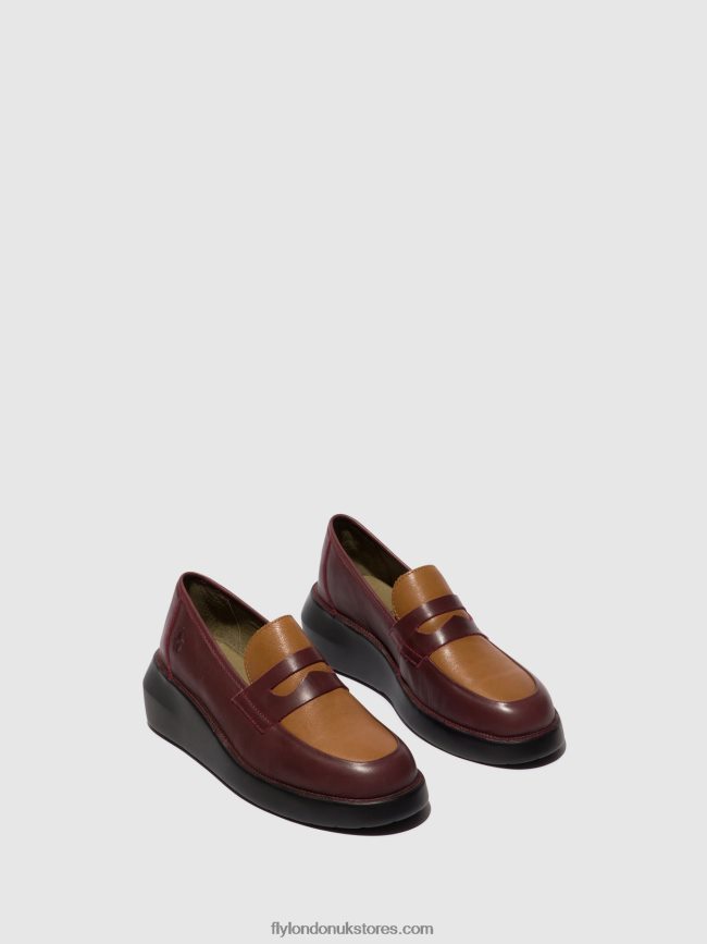 Loafers Shoes BLAR513 Women Fly London 4V24RT677 BORDEAUX/CUOIO