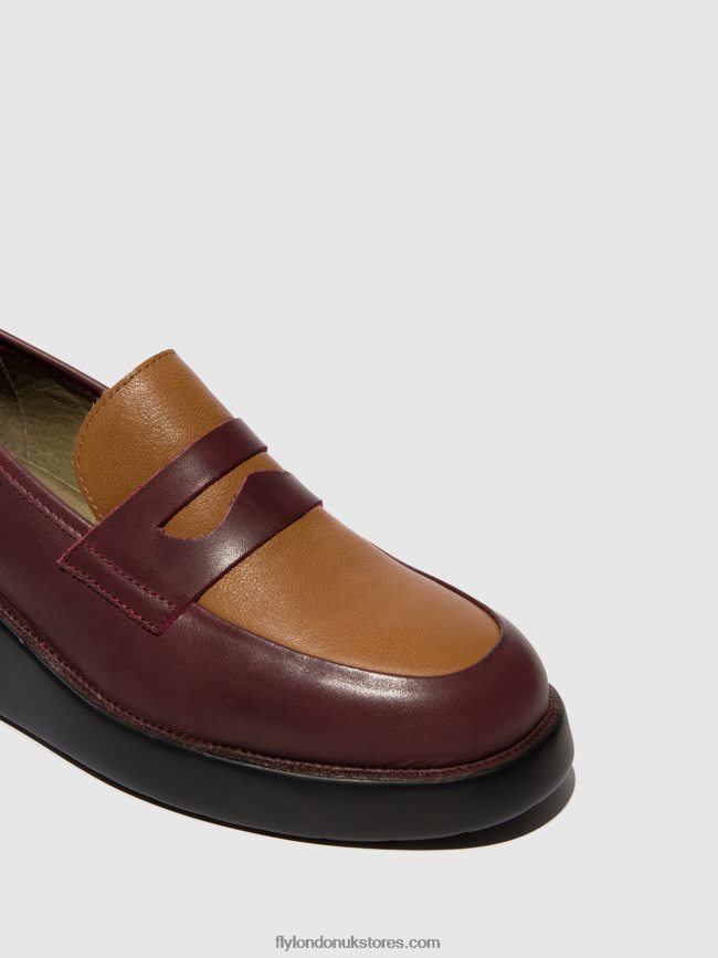 Loafers Shoes BLAR513 Women Fly London 4V24RT677 BORDEAUX/CUOIO